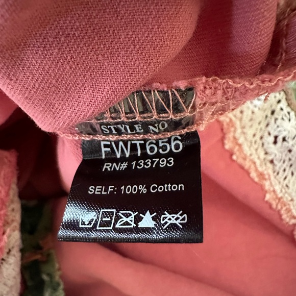 POL S Guava Pink Multi Patchwork Button Top - Picture 7 of 9